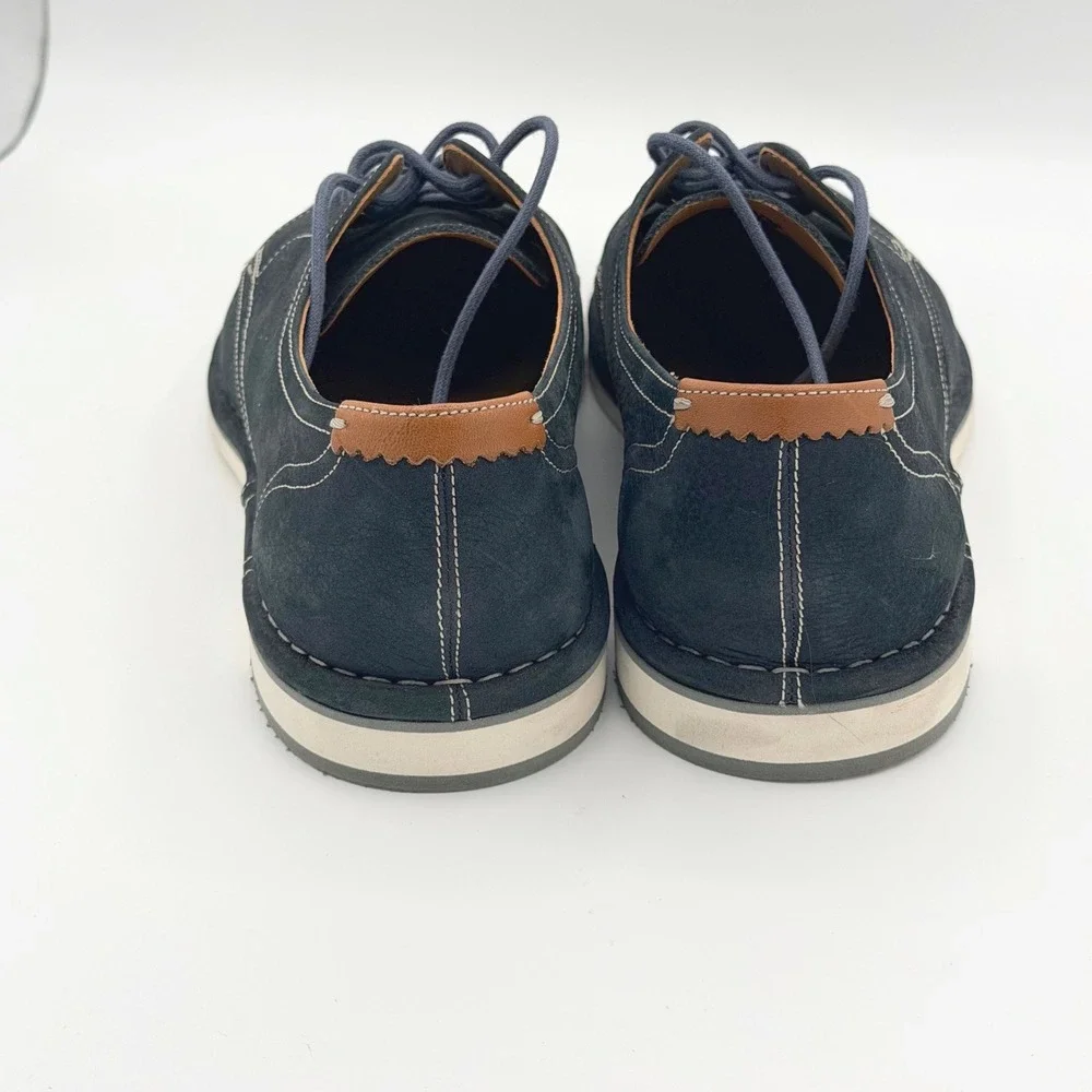 Johnston & Murphy Mens 9.5M Luke Navy Blue Suede Derby Shoes Lace Up Casual Work
